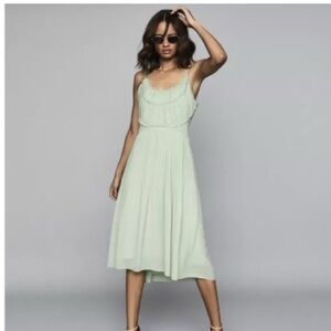 Reiss Mint Green Pleated Midi Dress